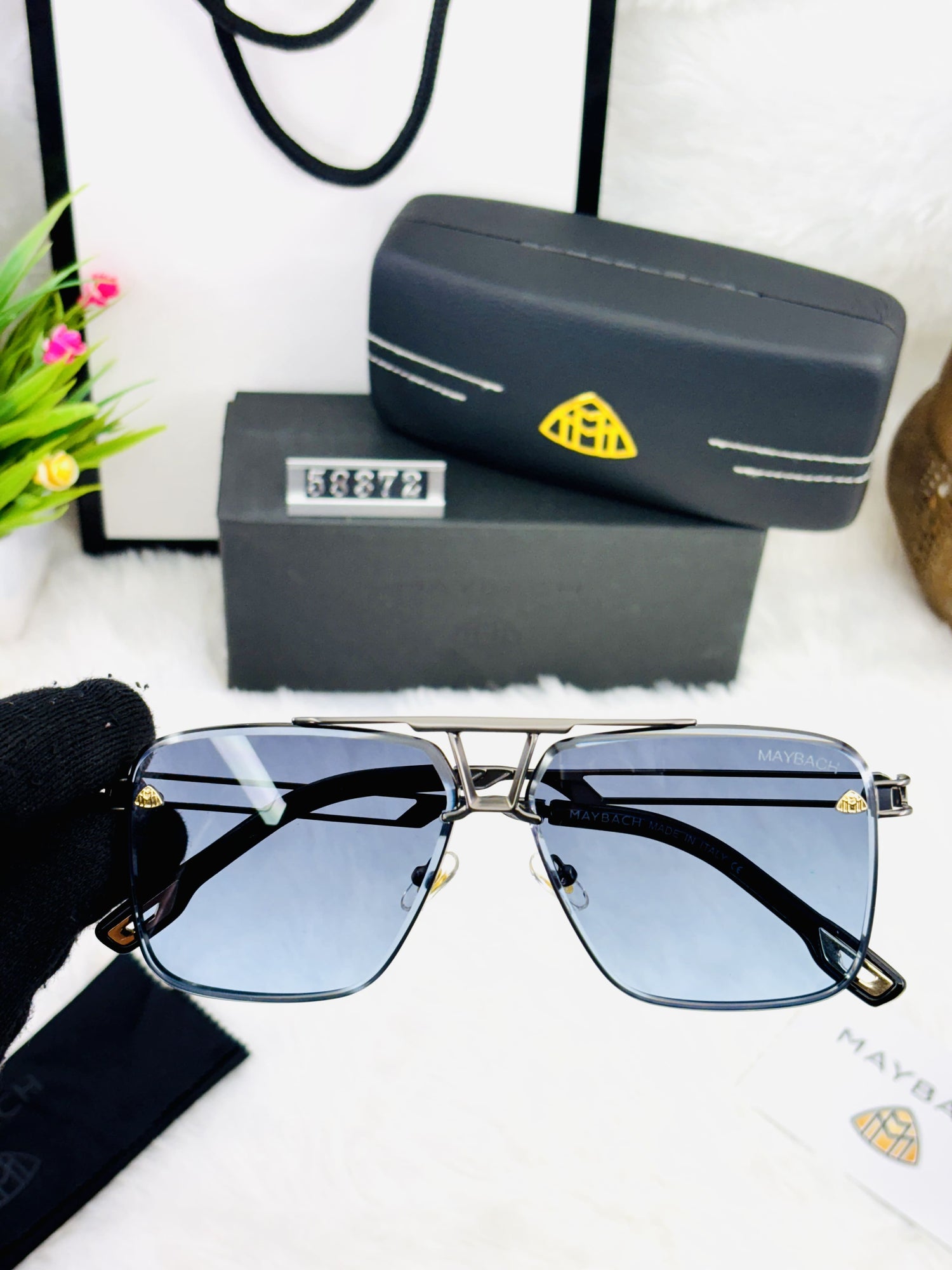 Maybach Style Luxury Square Sunglasses for Men – Bold & Elegant Look