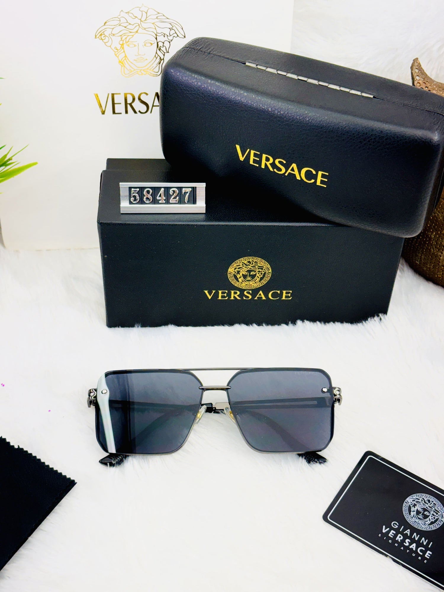 Versace Men’s Square Shield Sunglasses – Model 58427 | Luxury Statement Eyewear