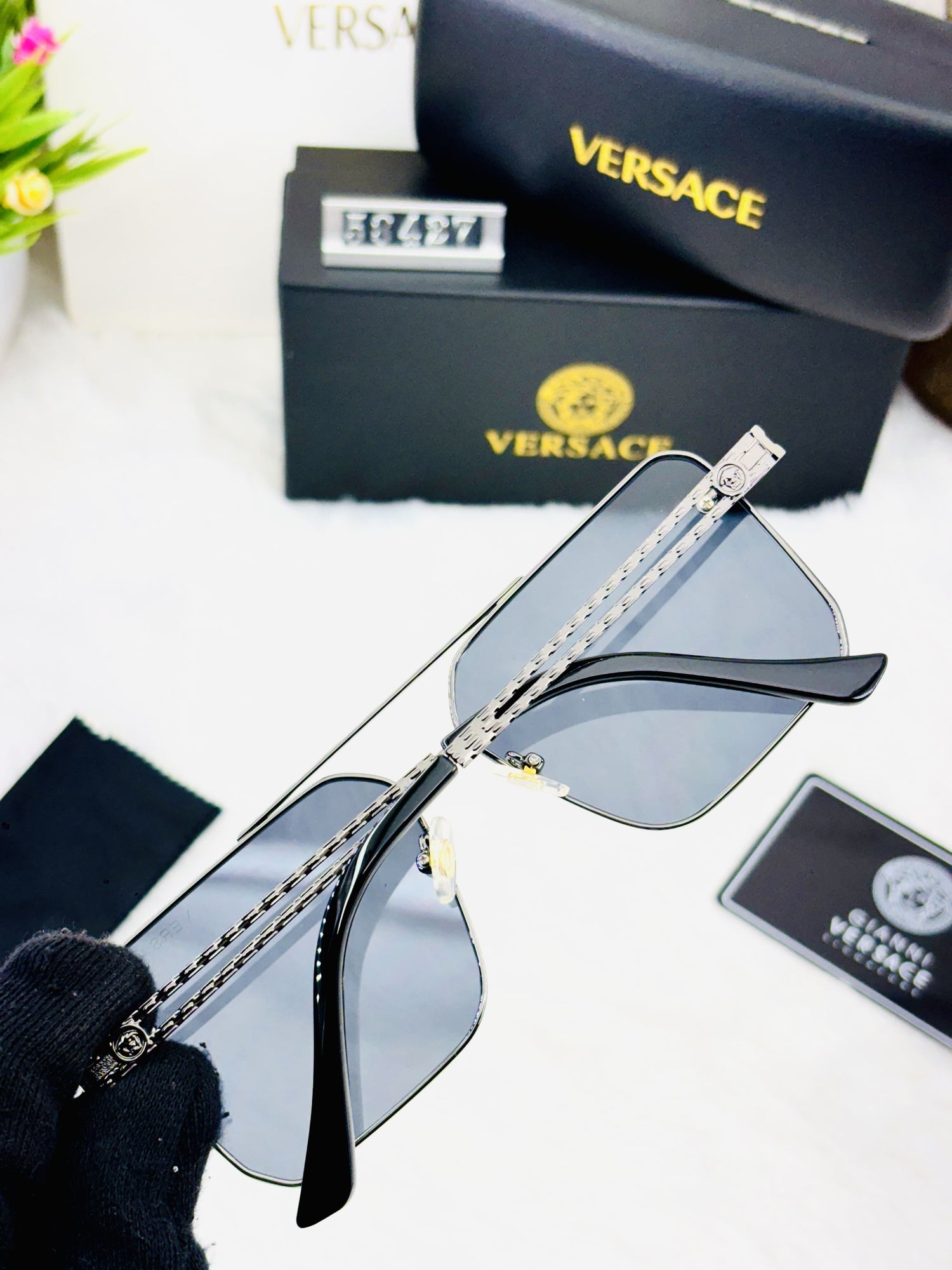 Versace Men’s Square Shield Sunglasses – Model 58427 | Luxury Statement Eyewear