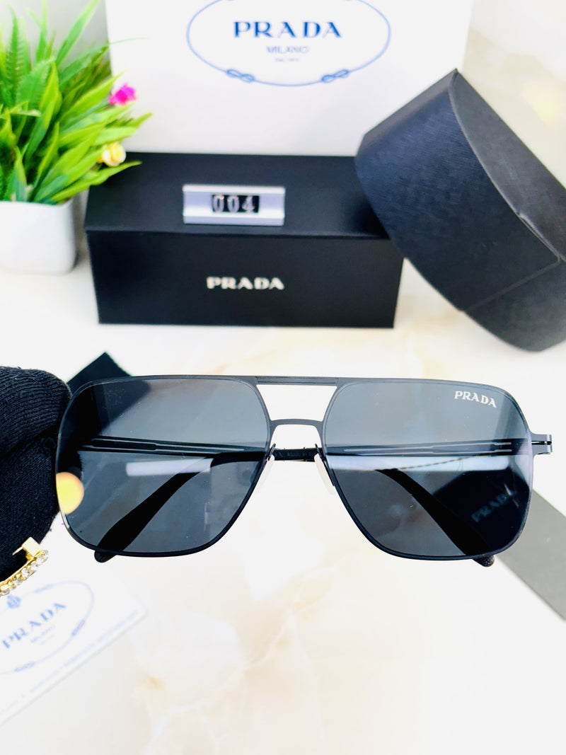 Prada-Inspired Black Aviator Sunglasses for Men – Premium Quality Designer Look