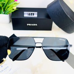 Prada-Inspired Black Aviator Sunglasses for Men – Premium Quality Designer Look