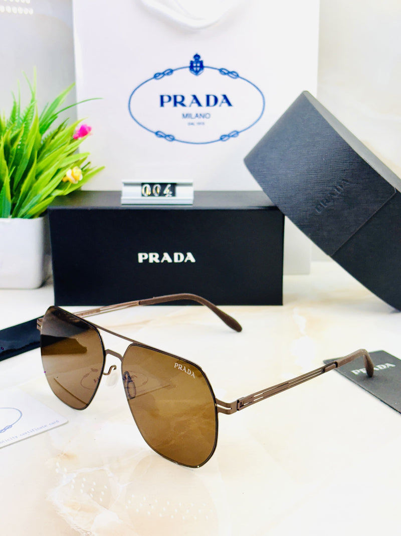 Premium Prada-Inspired Aviator Sunglasses for Men – Stylish Brown Lens | Luxury Replica Eyewear