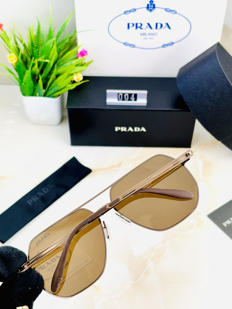 Premium Prada-Inspired Aviator Sunglasses for Men – Stylish Brown Lens | Luxury Replica Eyewear