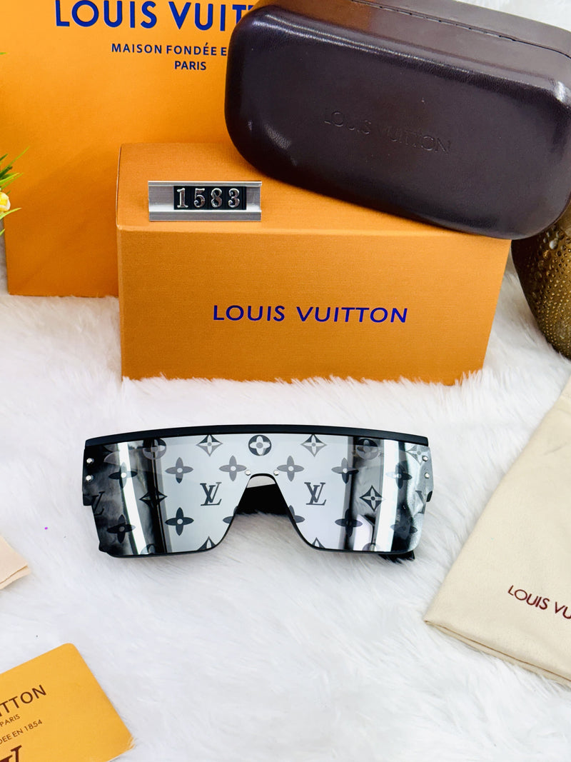 Luxury-Inspired LV Monogram Shield Sunglasses – Designer Look, Affordable Price