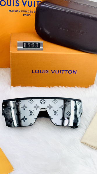 Luxury-Inspired LV Monogram Shield Sunglasses – Designer Look, Affordable Price