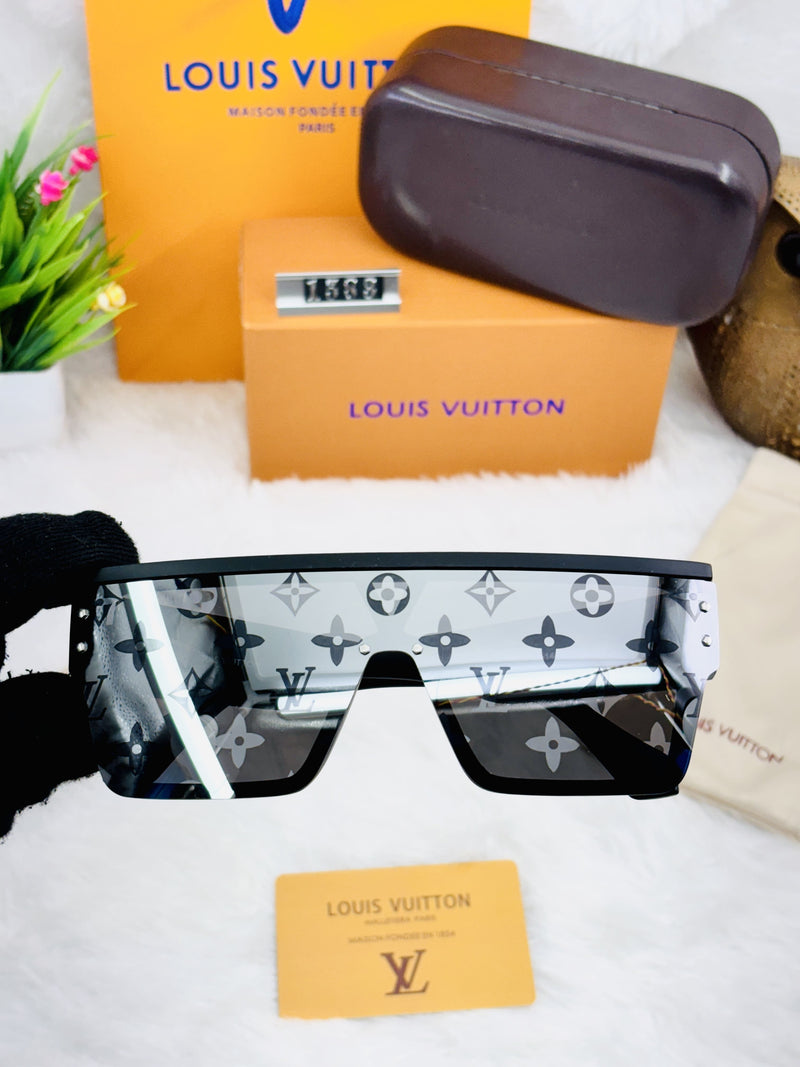 Luxury-Inspired LV Monogram Shield Sunglasses – Designer Look, Affordable Price