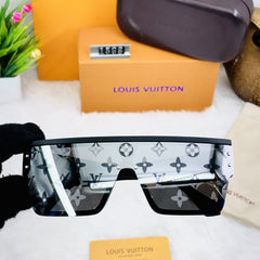 Luxury-Inspired LV Monogram Shield Sunglasses – Designer Look, Affordable Price