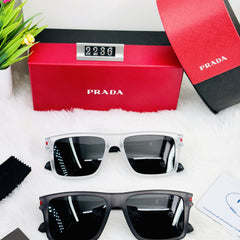 Prada 2236 Square Frame Sunglasses for Men – Premium UV Protection | Black & White