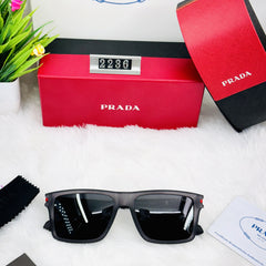 Prada 2236 Square Frame Sunglasses for Men – Premium UV Protection | Black & White