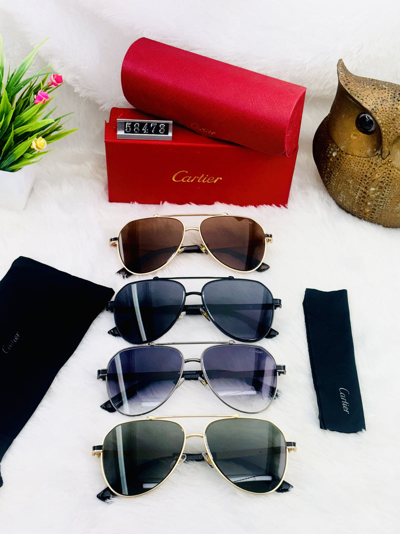 Cartier Style Men’s Aviator Sunglasses – Gradient Lenses & Premium Metal Frame