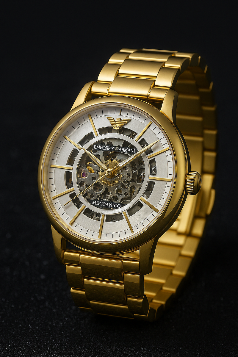 Luxury Gold Skeleton Mechanical Watch for Men | Classic Automatic Style