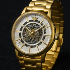 Luxury Gold Skeleton Mechanical Watch for Men | Classic Automatic Style