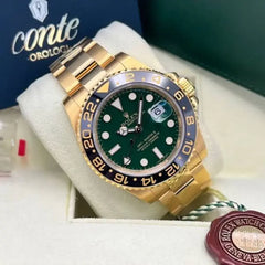 Rolex GMT-Master II Green Dial Gold-Tone Men's Luxury Watch
