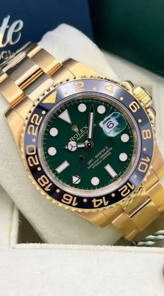 Rolex GMT-Master II Green Dial Gold-Tone Men's Luxury Watch
