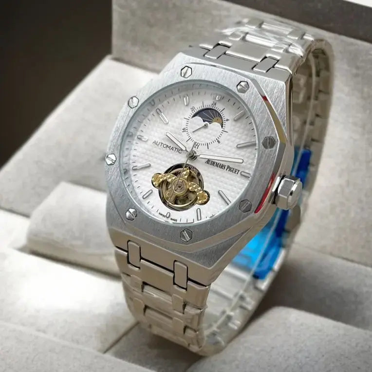 Audemars Piguet Royal Oak Style Luxury Automatic Watch with Moonphase – Stainless Steel Men’s Timepiece