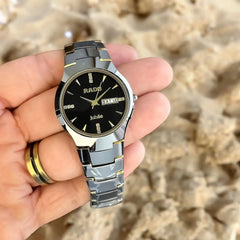 Elegant Rado Jubile Black Dial Men’s Watch – Stainless Steel with Day & Date Display