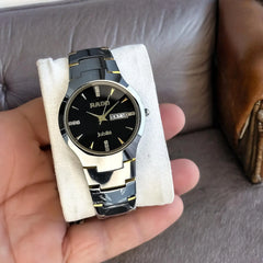 Elegant Rado Jubile Black Dial Men’s Watch – Stainless Steel with Day & Date Display