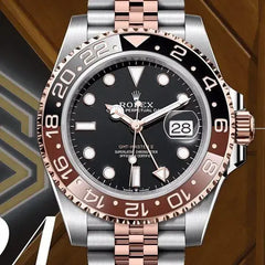 Luxury ROLEX GMT-Master II Men's Watch | Two-Tone Black & Rose Gold Bezel