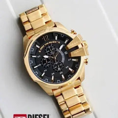 Luxury Gold Men's Chronograph Watch – Bold Design with Black & Gold Dial Options
