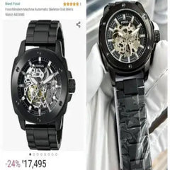 Stylish Automatic Skeleton Dial Men's Black Wrist Watch | Luxury Mechanical Look