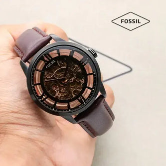 Elegant Skeleton Dial Leather Strap Men's Wristwatch – Classic Automatic Design