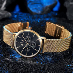 Rose Gold Chronograph Mesh Watch for Men | Premium Luxury Look & Functionality