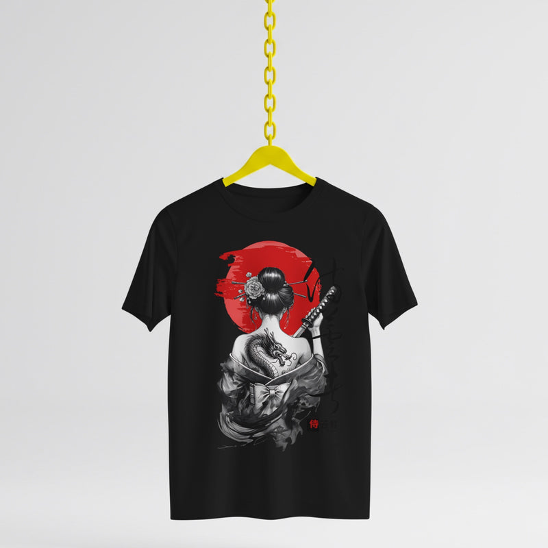 Premium Samurai Geisha Art T-Shirt – Oversized | 240 GSM | 100% Cotton | HD Print | Zero Shrink