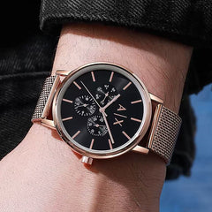 Rose Gold Chronograph Mesh Watch for Men | Premium Luxury Look & Functionality