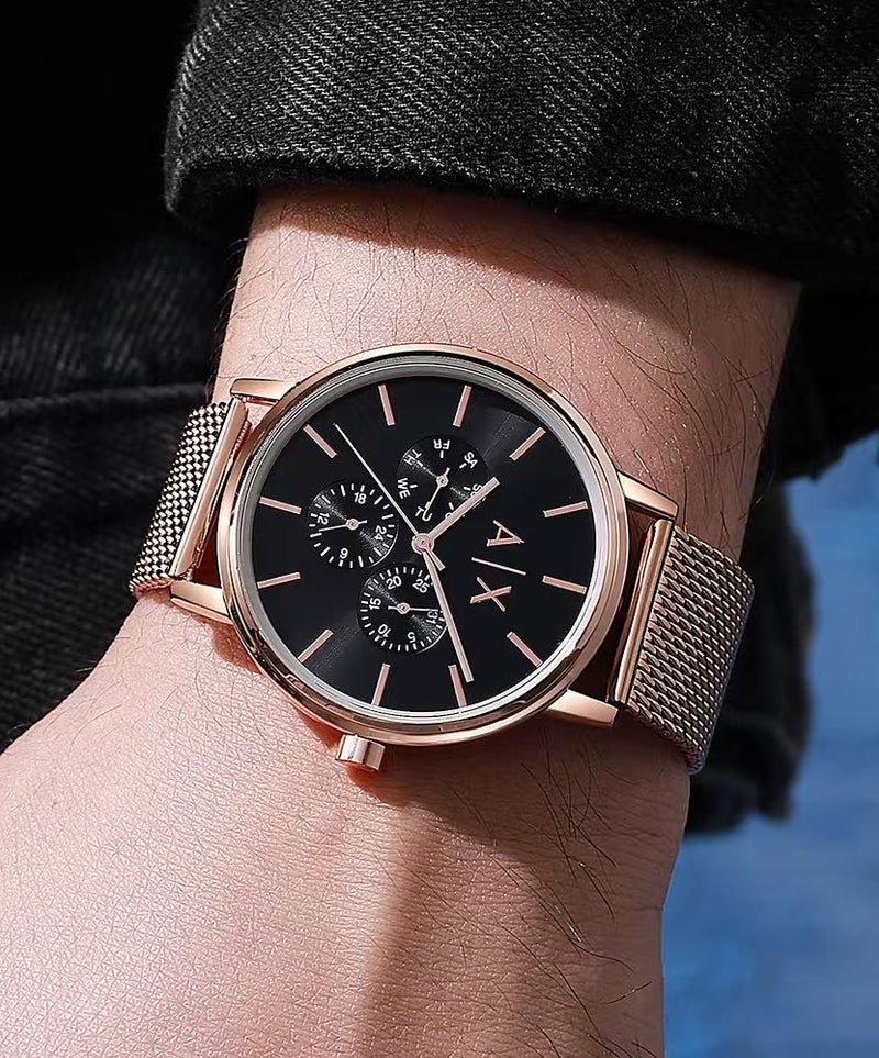 Rose Gold Chronograph Mesh Watch for Men | Premium Luxury Look & Functionality